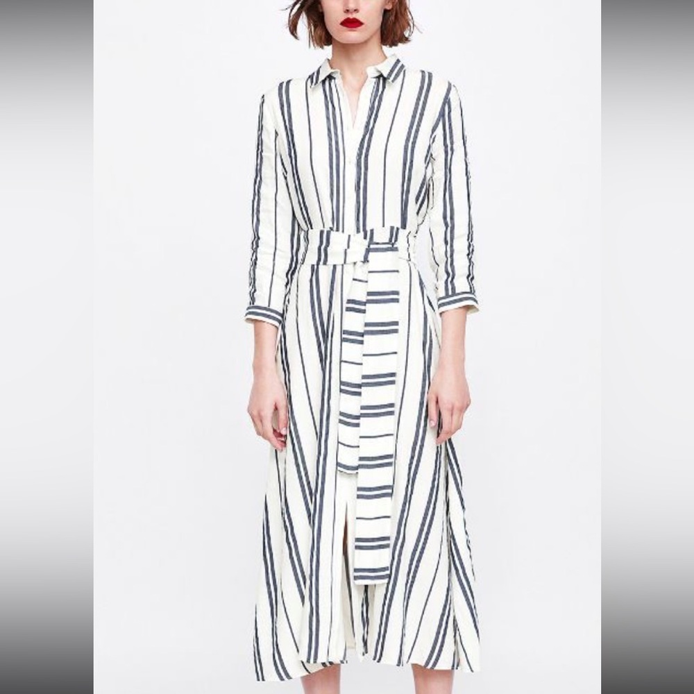 Blogger Favorite Zara Striped Maxi Dress Belted